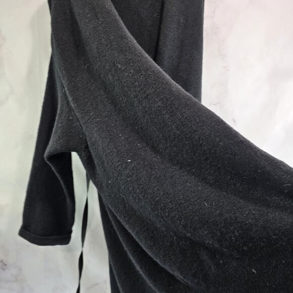 Anthropologie Sweater Womens Large Black Wool Cardigan Vallon Cuffed Ribbon Long - Picture 11 of 16